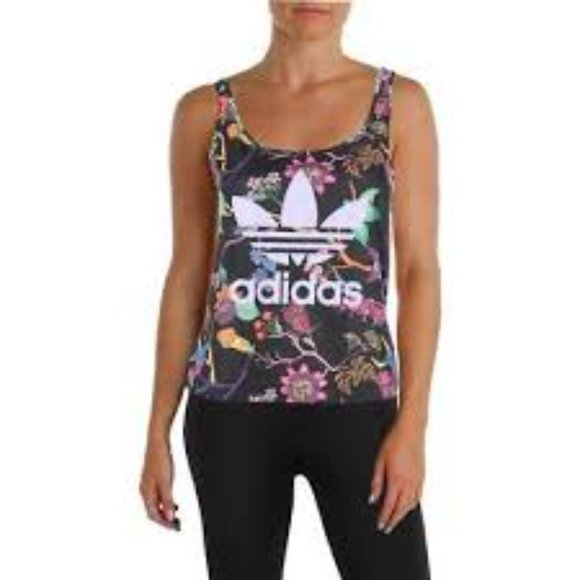 adidas Tops - ADIDAS Poisonous Garden Black Lavender Floral Tank